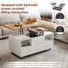 Lift-Top Coffee Table Centre Table with Wheels, 4 Storage Drawers, 100x50x47.5cm