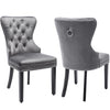 Set of 2 Velvet Upholstered Button Tufted Dining Chairs with Solid Wooden Legs