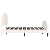 4FT6 DOUBLE BED UPHOLSTERED BED FRAME WITH HEADBOARD AND SOLID WOOD SLATS BEIGE