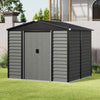 Grey Wood Grain Metal Garden Shed 8x7ft Outdoor Storage House with Foundation