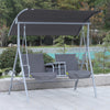 2 Seater Garden Swing Chair w/ Tilting Canopy, Drink Tray & Storage Bag, Grey