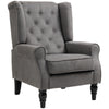 Retro Accent Chair Wingback Armchair with Wood Frame for Living Room Dark Grey