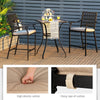 Bar Height Outdoor Bistro Set 3 Pieces Patio Bar Set W/ 2 Upholstered Bar Stools
