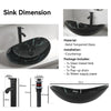 Bathroom Sink Basin Hand Wash Counter Top Oval Glass Bowl Pop up Tap Waste Set