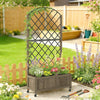 Outsunny Garden Bed w/Metal Trellis, Wooden Elevated Planter Box Carbonised