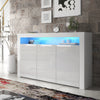 TV Unit | 155cm Sideboard | Cabinet | Cupboard | White High Gloss Doors Free LED