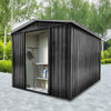 8 x 6ft Garden Storage Shed Outdoor Metal Garden Sheds with Sliding Door GREY