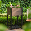 Raised Garden Bed Elevated Planter Box w/ Drainage Holes & Shelf, HDPE,85cm High