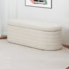 45.5" White Teddy Velvet Long Storage Bench Ottoman Upholstered End of Bed Stool