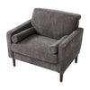 Modern Chenille Wingback Armchair Upholstered Accent Chair Single Sofa Wood Legs