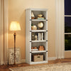 5 Tier Farmhouse Bookcase,Wooden Open Bookshelf Display Storage,Gray/Brown/White