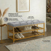 2-Tier Velvet Top Bamboo Gold Metal Shoe Rack Stand Shoe Storage Shelf Hallway