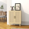 Wooden Storage Cabinet with Rattan Decorating Buffet Sideboard Accent Cabinet
