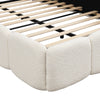 Upholstered Double Bed 4ft6 with Velvet Headboard and Sturdy Wooden Slats, Beige