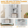 64" Farmhouse Corner Cabinet, 6-Tier Storage Cabinet with Barn Door & Shelves