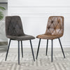 4X Dining Chairs Set Faux Suede Leather Padded Seat Metal Leg Kitchen