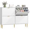 Slim Shoe Storage Cabinet with 4 Flip Drawers for Hallway, White