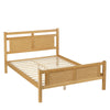 Wooden Bed Frame 4ft6 Double Bed Pine Wood with Rattan Headboard & Footboard