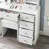 White Vanity Desk Set Makeup Mirror w/ LED Lighted Dressing Table Desk and Stool