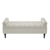 126CM Beige Linen Button Chesterfield Ottoman Storage Bench Bed End Window Seat