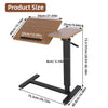 Mobile Tilting Overbed Bedside Desk Adjustable Laptop Cart with Embedded Wheels