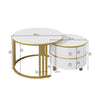 Stacking Nesting Coffee Tables Set of 2 Round Side Tables with Storage Drawers