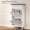 Shoe Cabinet with 2 Flip Drawers, Narrow Shoe Storage Cabinet, White