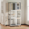 Wooden Cat House, Catio Cat Outdoor Enclosure with Platforms, White