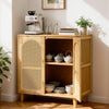Wooden Buffet Sideboard Rattan Storage Cabinet Display Organiser Cupboard 2 Door