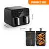Air Fryer 9L Dual Basket 8 Program for Oil Free & Low Fat Healthy Cooking 2400W