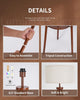 Tripod Floor Lamp with Shelf Wooden Standing Light Linen Shade Living Room