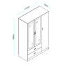 High Gloss Wooden 3 Door Wardrobe with Drawers and Mirror Bedroom Storage