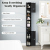 180 cm Tall Bathroom Cabinet Narrow Storage Organizer w/ 3 Doors-Black