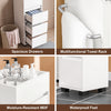 Slim Bathroom Floor Cabinet Storage Unit Tower with 3 Drawer & 4 Compartments