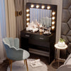 LED Light Vanity Dressing Table Set Bedroom Makeup Desk With Mirror Drawer Stool