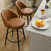 26in Bar Stools Set of 2 Swivel Counter Height Chairs w/ Metal Legs & Footrest