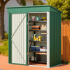 5x3ft Lockable Metal Garden Shed Steel Outdoor Storage Weatherproof Green