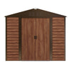 8X6ft Galvanized Metal Garden Shed Outdoor Tool Storage Shed With Base Brown