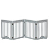 Freestanding Pet Gate 4 Panel Folding Wooden Dog Barrier w/ Support Feet