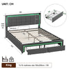 LED Ottoman Storage 5ft King Upholstered Bed Frame with Headboard & 2 Drawers
