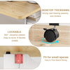 Drop Leaf Folding Dining Table 127cm w/Storage Shelves,Lockable Casters Rolling
