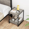 2 Tier Wood Side Table w/ Shelf, Square End Table Nightstand Living Room Bedroom