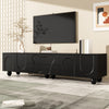 Modern TV Cabinet 180cm Black with 4 Doors, 2 Storage Drawers & Solid Wood Legs