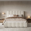Upholstered Bed Double 4ft6 135x190cm Hydraulic Storage Bed Frame, White Boucle
