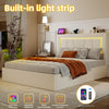 NEW LED OTTOMAN STORAGE PANEL WHITE PU LEATHER UPHOLSTERED BED FRAME DOUBLE Jszs