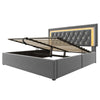 LED Ottoman Storage Bed Frame 135x190cm with Adjustable Height Headboard Grey