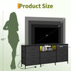 63in TV Stand with 8 Fabric Drawers & LED Lights, Storage Cabinet with Wood Top