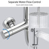 Bathroom Thermostatic Exposed Shower Mixer Twin Rain Head Round Bar Set Chrome