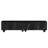 Minimalist Black TV Cabinet 180cm with Doors, Storage Drawers & Solid Wood Legs