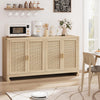 Wooden Sideboard Buffet Storage Cabinet Kitchen Cupboard with 4 Rattan Doors